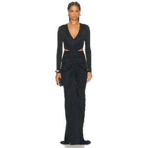 Atlein V-Neck Cut Out Pocket Gown in Black IT 38/ US medium